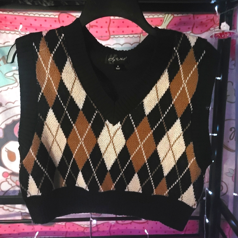 Brown Plaid Sweater Vest